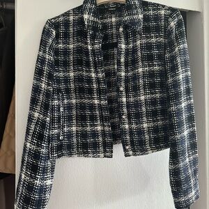 Express Black and White Plaid Blazer